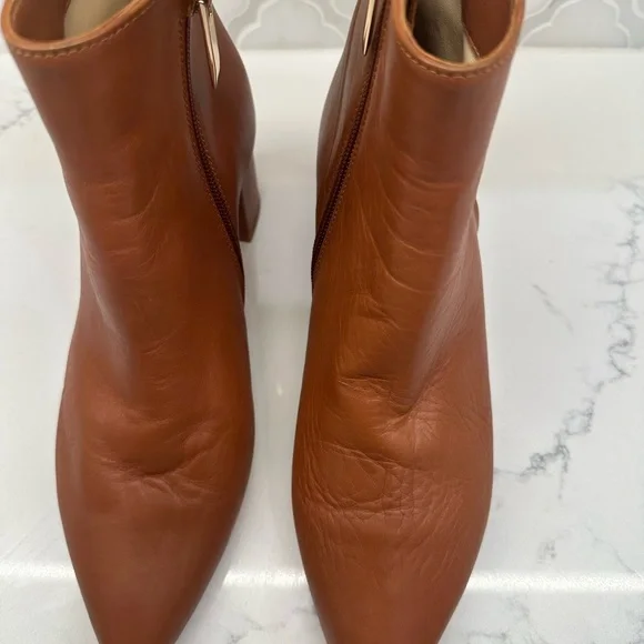 L'AGENCE Chestnut Leather Ankle Booties - Picture 4 of 7